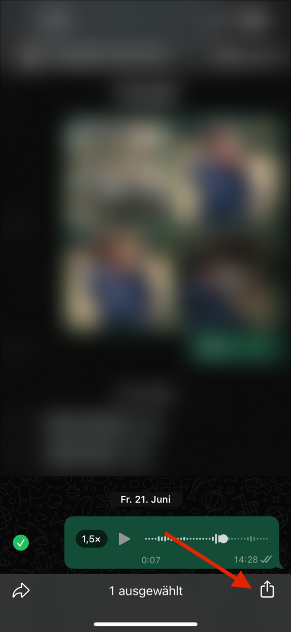 Screenshot: WhatsApp-Nachricht Weiterleiten Teile 2