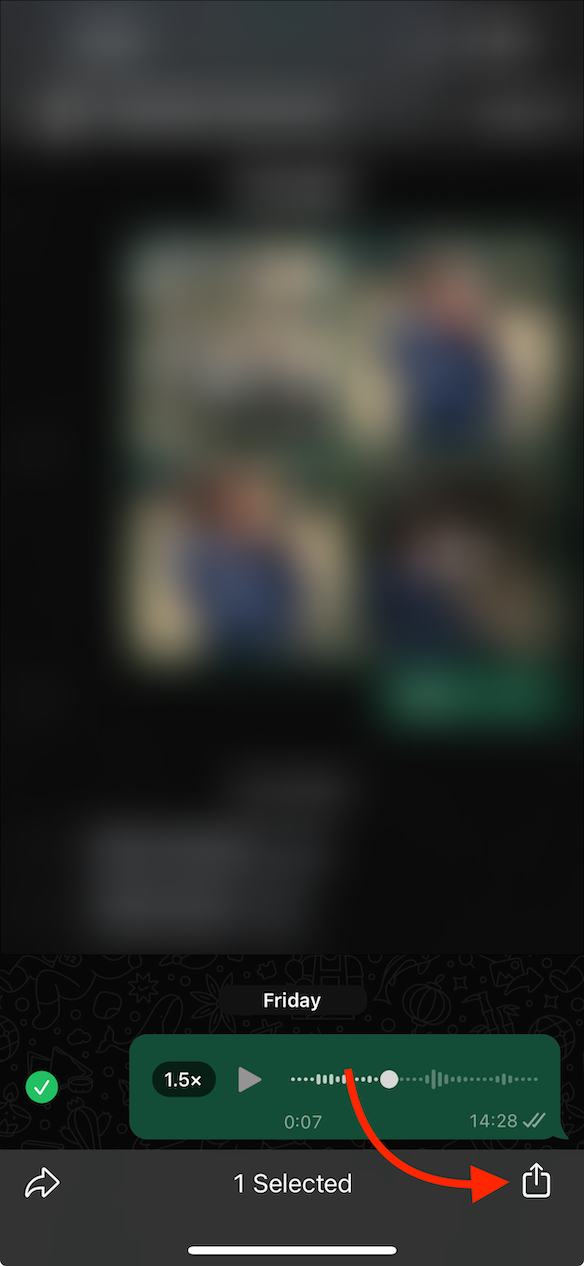 Screenshot of WhatsApp Share Message Screen, Step 2